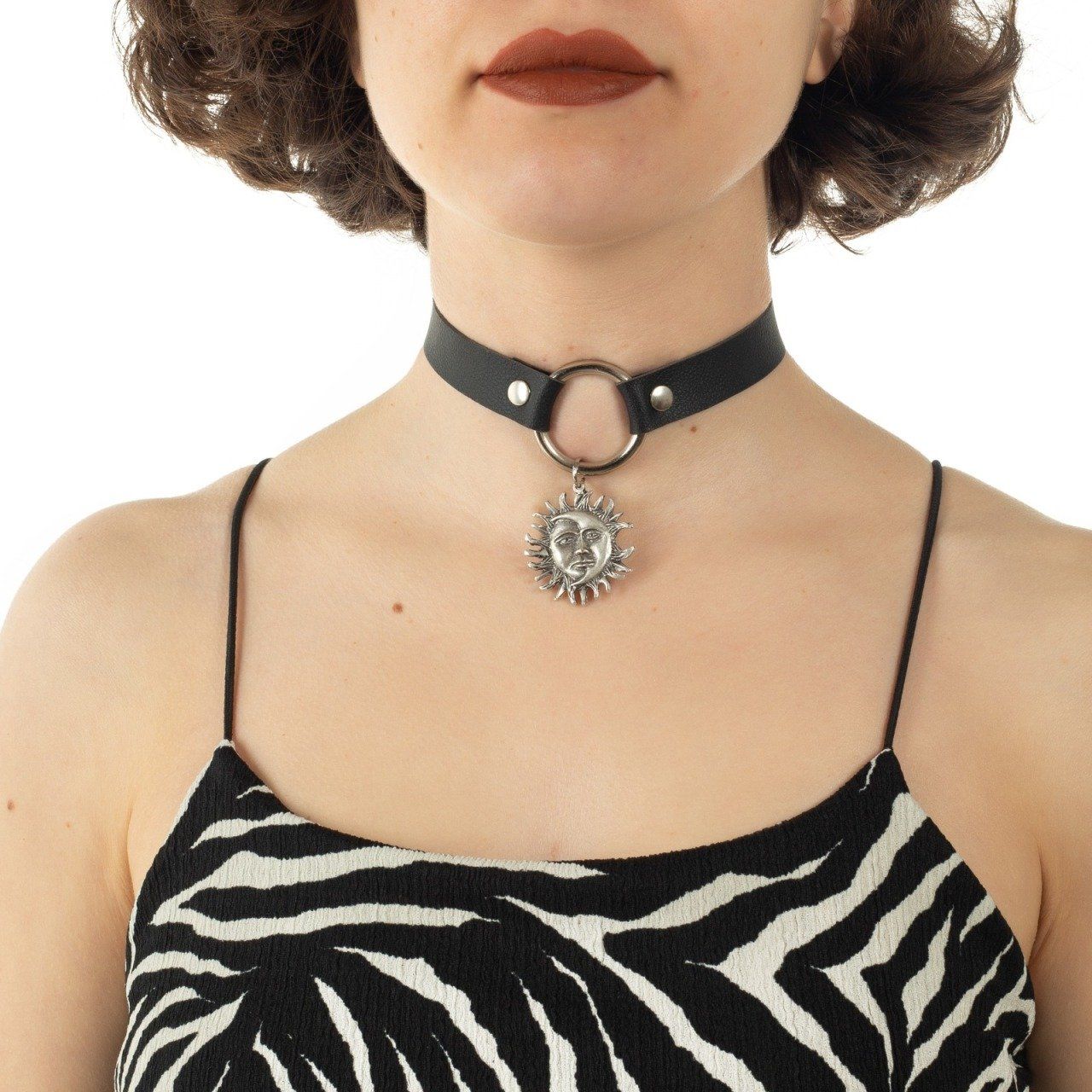 Tarot Figürlü Deri Gotik Choker