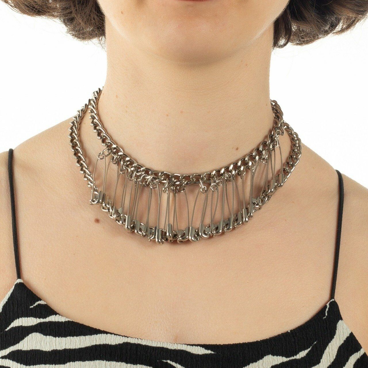 Çengelli İğneli Zincirli Gotik Choker