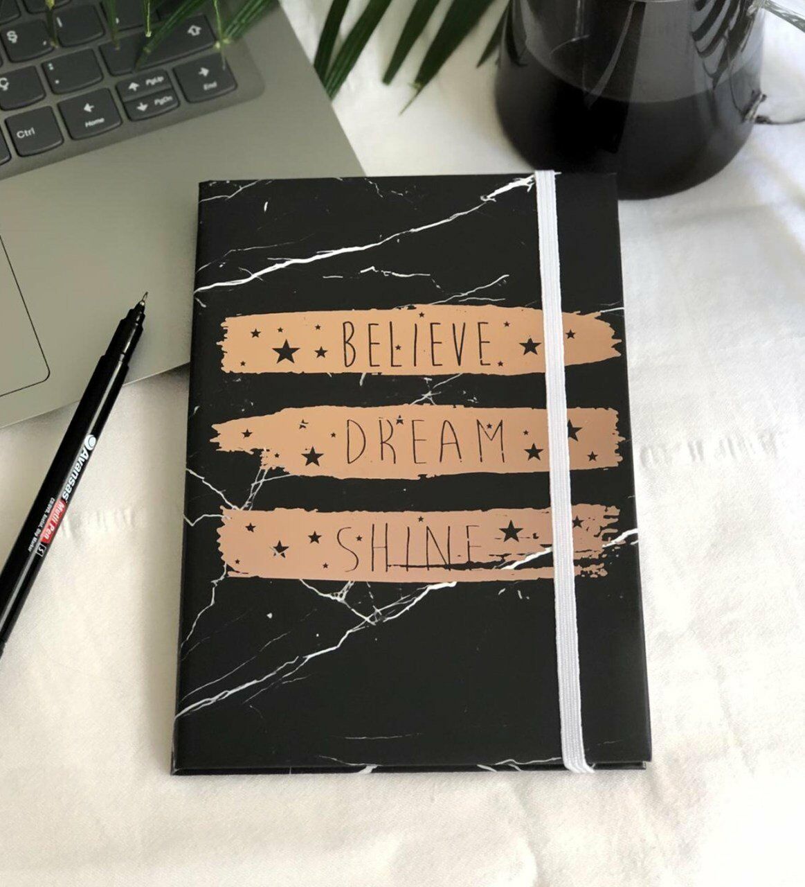 Believe Tasarımlı Lastikli Defter