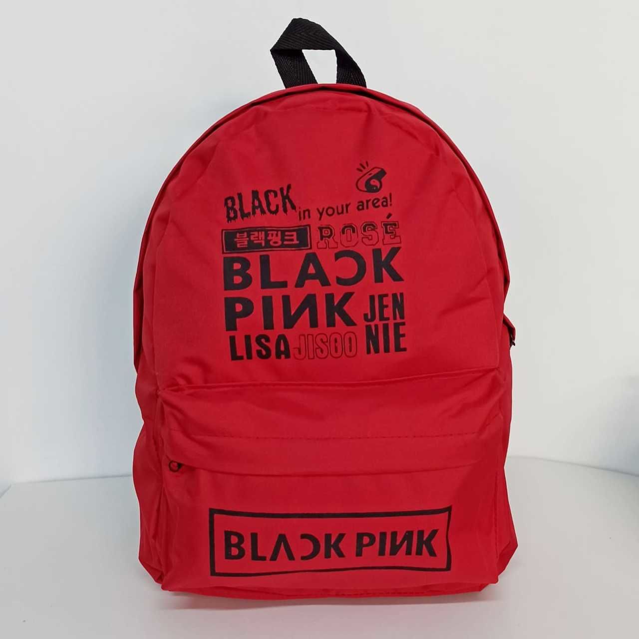 Black Pink Yazılı Kırmızı Baskılı Sırt Çantası