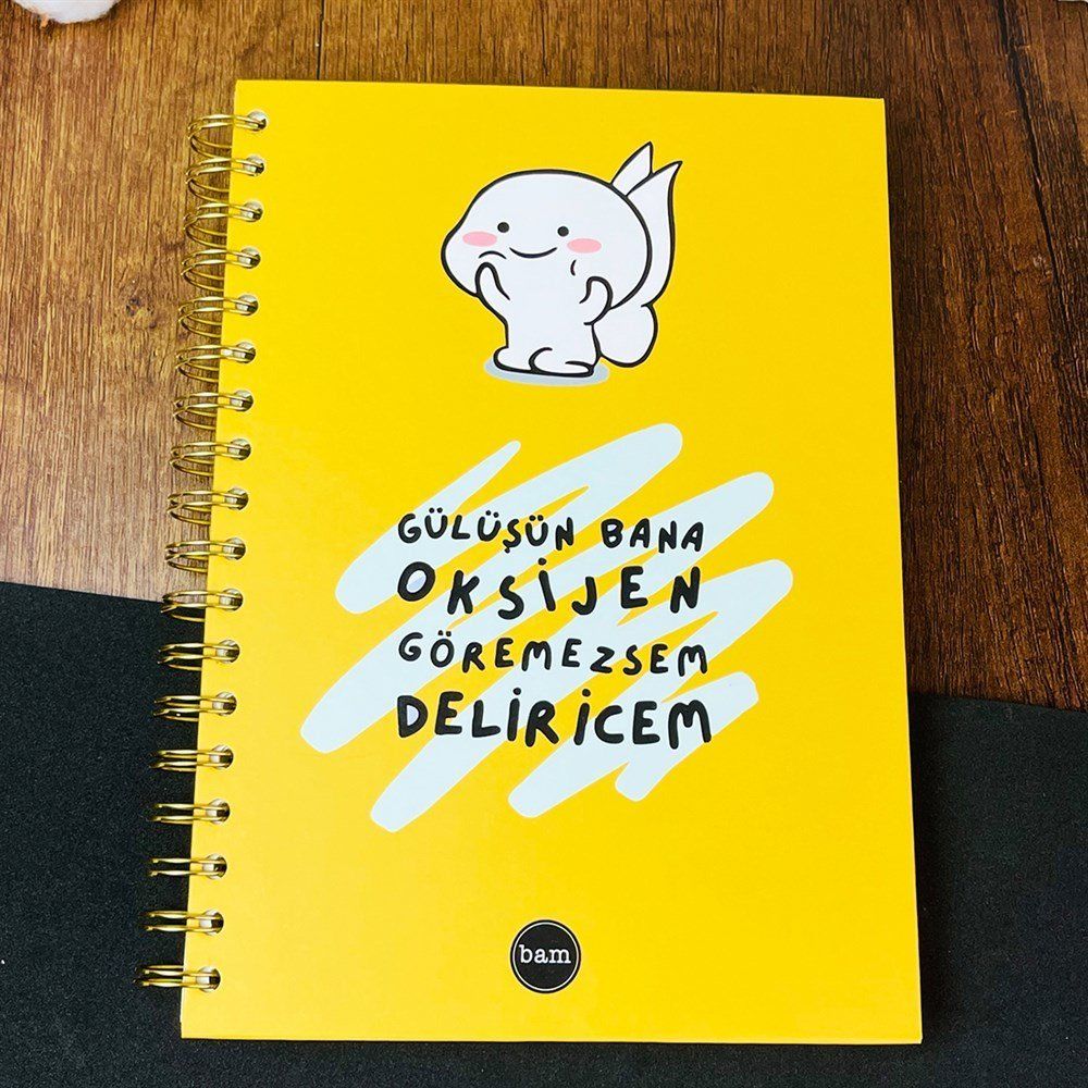 Gülüşün Bana Oksijen Tasarımlı Spiralli Defter