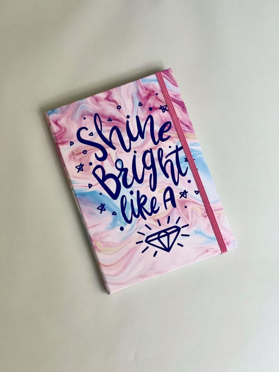 Shine Bright Like A  Diamond Tasarımlı Lastikli Defter