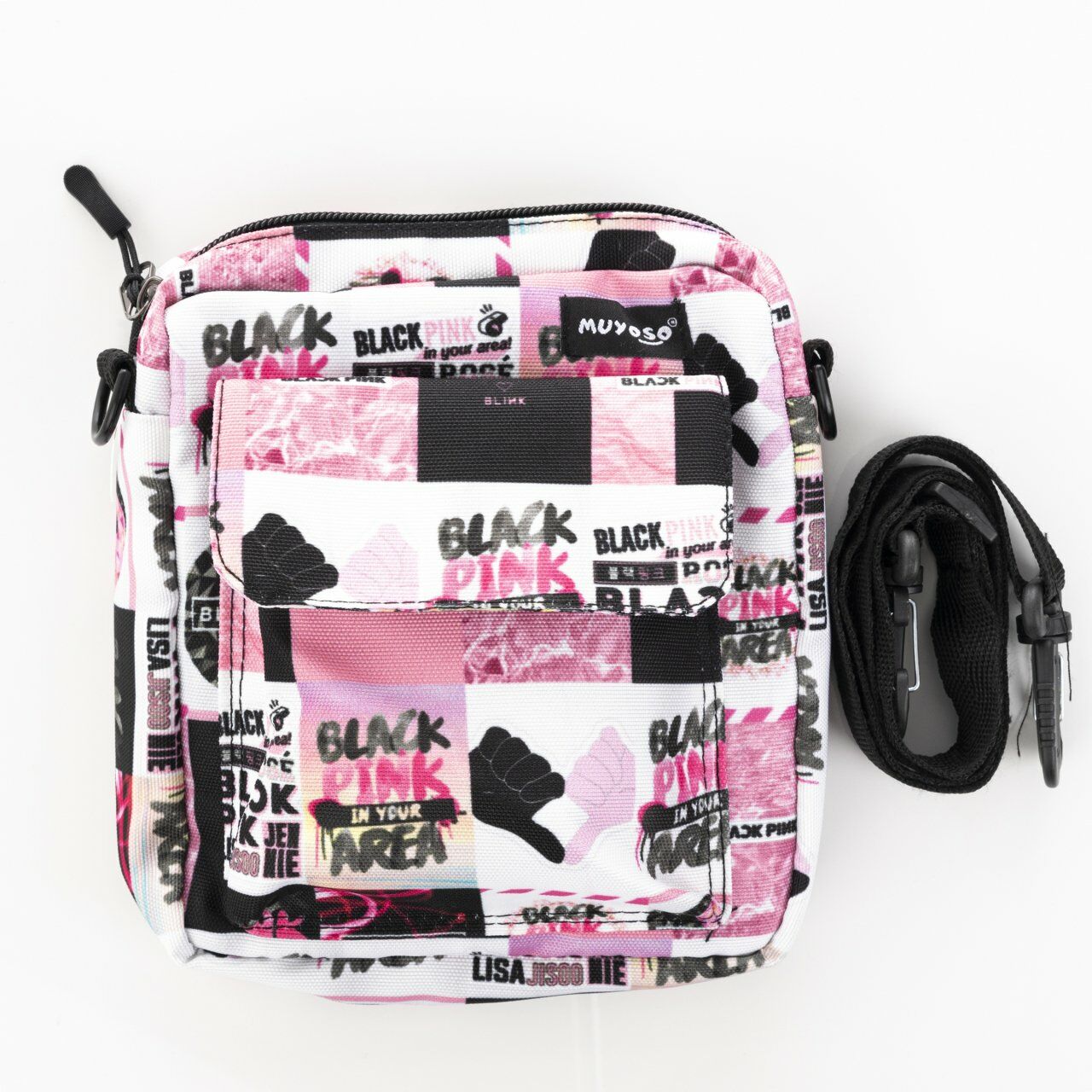 Black Pink Kolaj Desen Muyoso Bag Cırtlı Dik