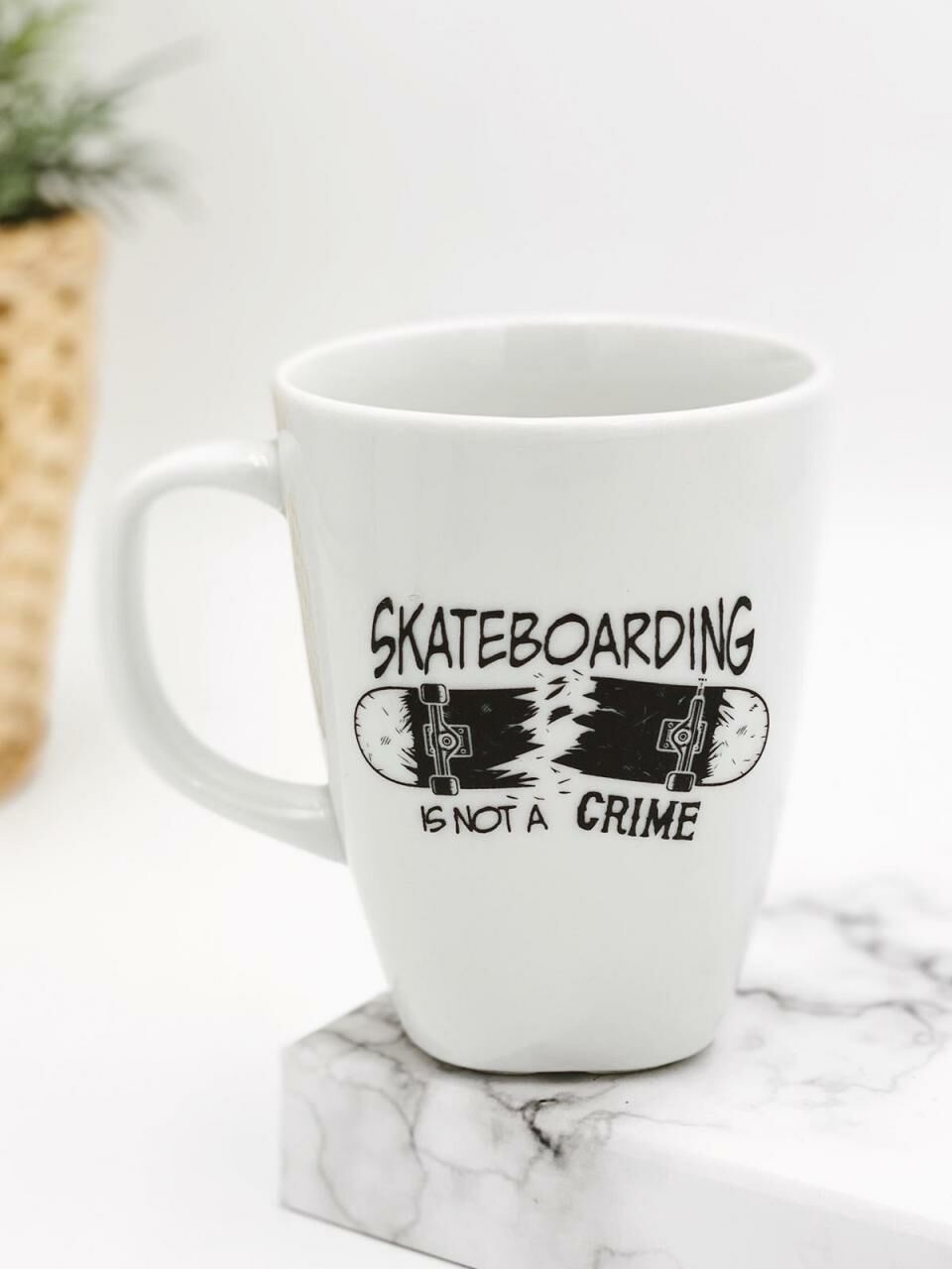 Skate Boarding Baskılı Kupa Beyaz