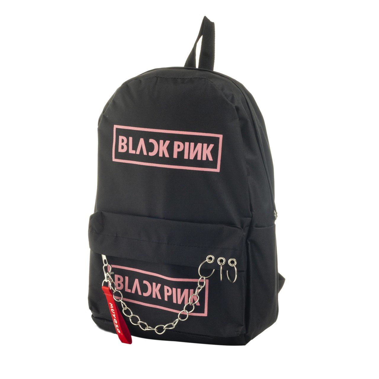 Black Pink Zincirli Siyah Sırt Çantası