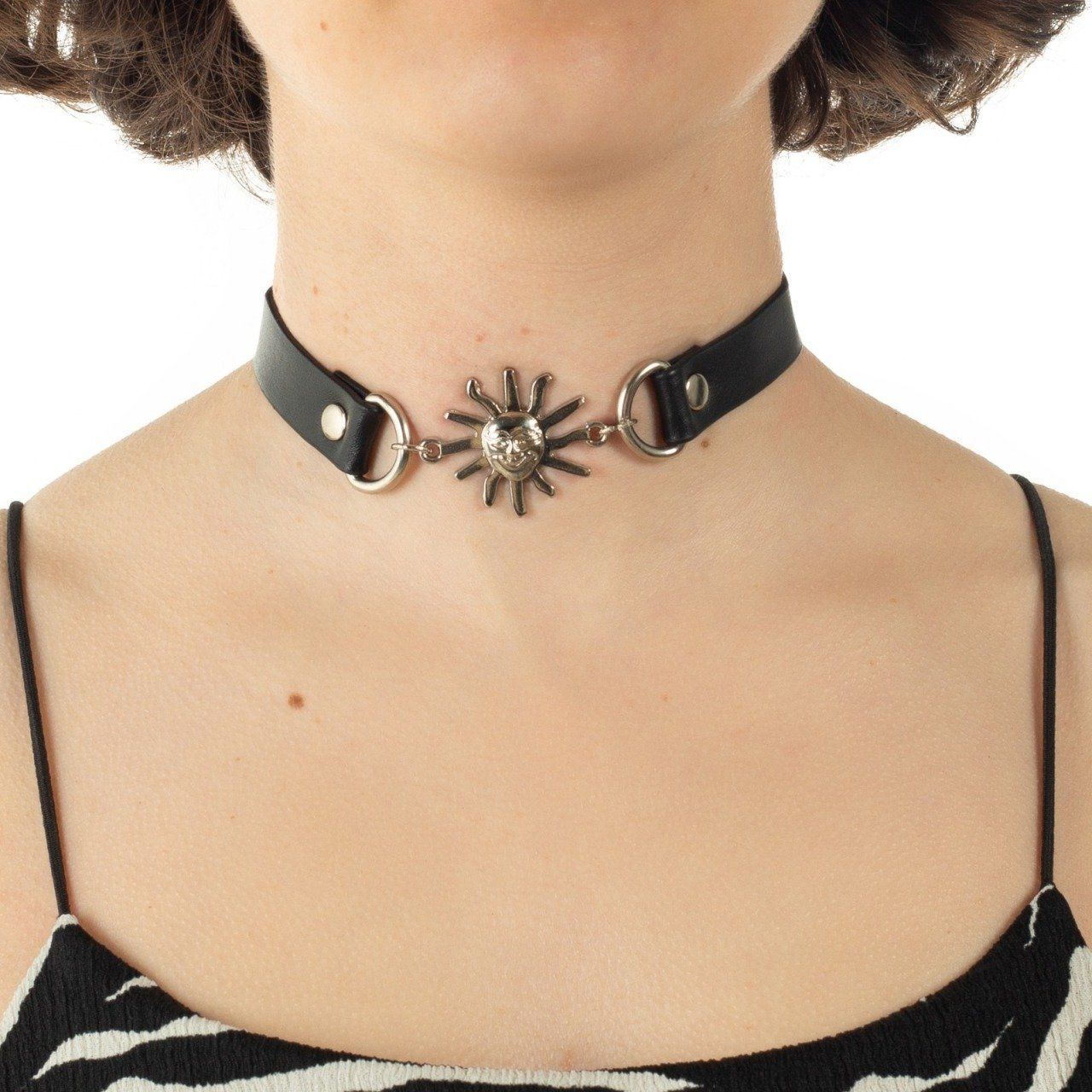 Tarot Figürlü Deri Gotik Choker