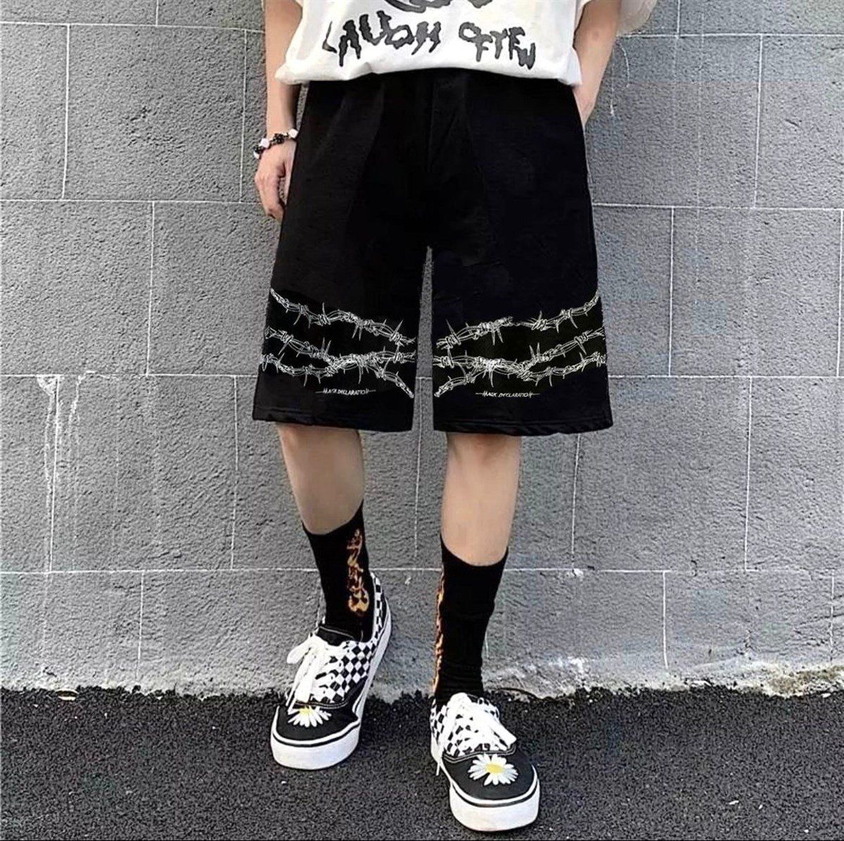 Gothic Harajuku Barbed Wire Unisex Şort