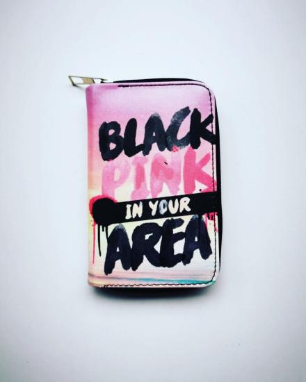 Black Pink In Your Area Pembe Baskılı Cüzdan