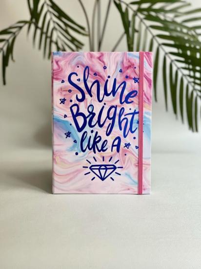 Shine Bright Like A  Diamond Tasarımlı Lastikli Defter