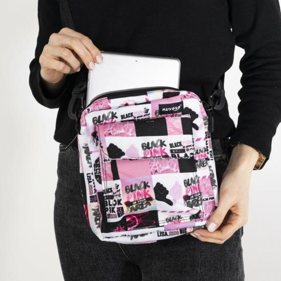 Black Pink Kolaj Desen Muyoso Bag Cırtlı Dik