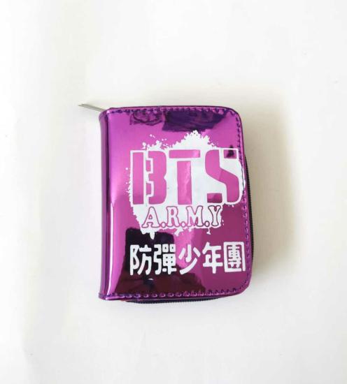 Mor BTS ARMY Baskılı Hologram Cüzdan