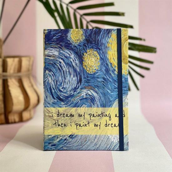 Van Gogh Motto Tasarımlı Lastikli Defter