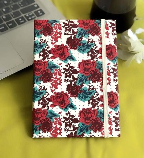 Gül Tasarımlı Lastikli Defter