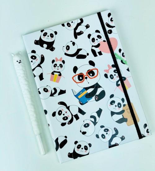 Okuyan Panda Tasarımlı Lastikli Defter