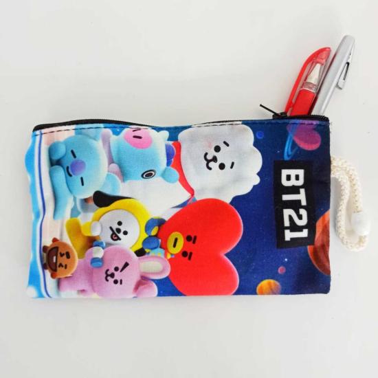 İpli BT21 Baskılı Bez Cüzdan Kalemlik