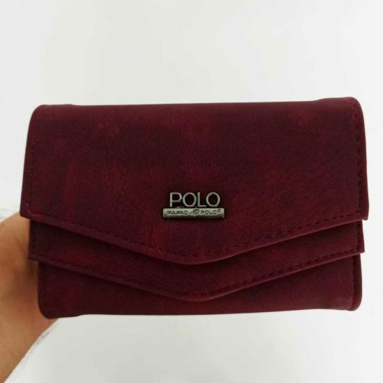 Bordo Mini Çift Kapaklı Polo Kadın Cüzdanı