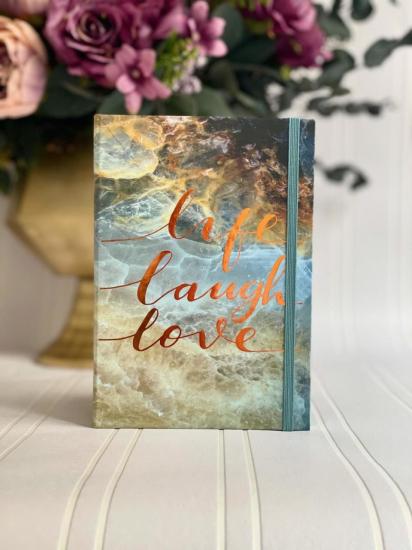 Life Laugh Love Yazı Tasarımlı Lastikli Defter