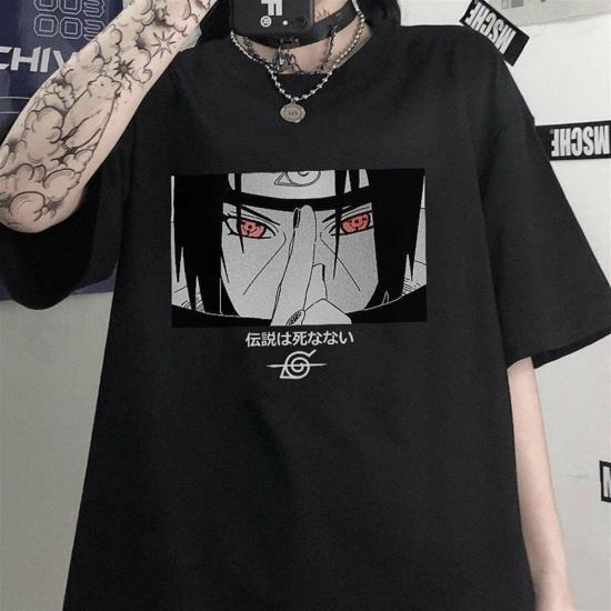 Anime Red Eyes Itachi Uchiha Siyah Unisex Oversize Tshirt