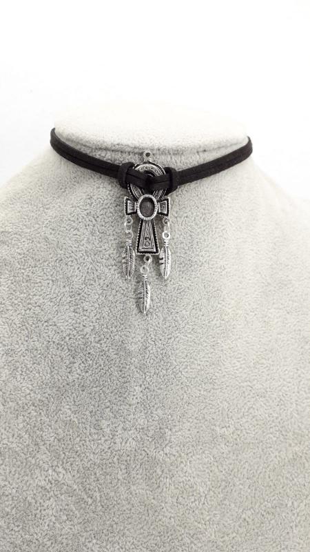 Ankh Objeli Deri Choker